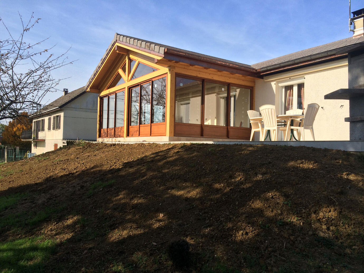Vue de l'extension en bois Vue de l'extension en bois